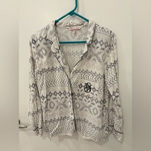 Victoria's Secret White and Gray Geometric Top